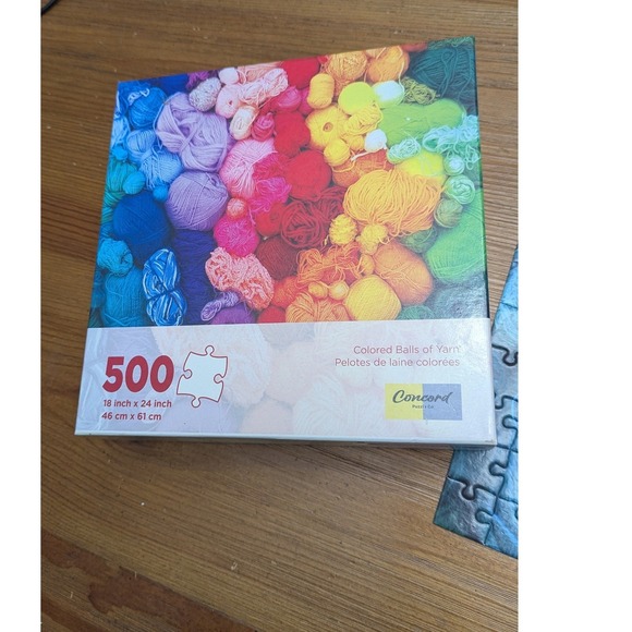 Concord Puzzle Co Other - Concord Puzzle Co 500 Piece Jigsaw Puzzle Colored Balls of Yarn Rainbow